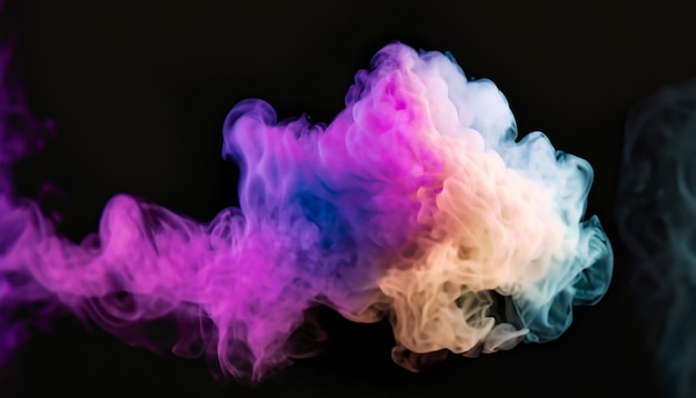 una colorida nube de humo se muestra en esta imagen parece que está flotando en el aire muy oscuro