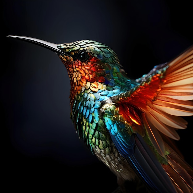 Una colorida obra maestra generada por la IA de un colibrí