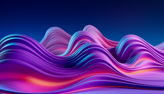 Colorida onda de renderización 3D con líneas púrpuras y rosas de fondo psicodélico retorcido brillante dinámico