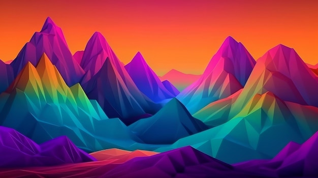 Una colorida pintura de la cordillera con un arco iris Generativo ai