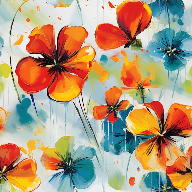 una colorida pintura de flores con la palabra "primavera" escrita