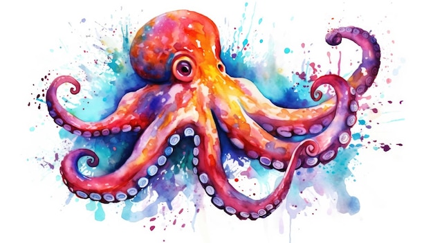 Una colorida pintura de pulpo de la artista mamá.