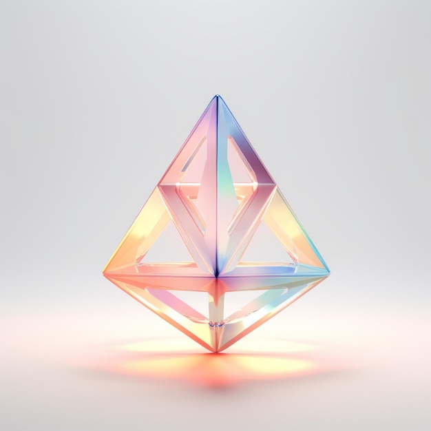 Colorida pirámide de colores sólidos con ilustración 3D de luz