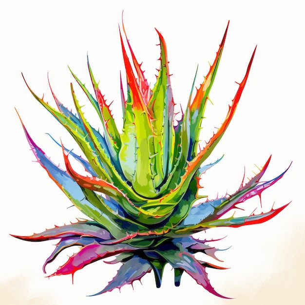 La colorida planta de aloe es una caricatura vibrante de la naturaleza