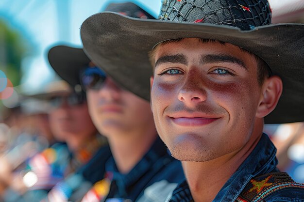 Foto colorida procesión de desfile que muestra el patriotismo el 4 de julio