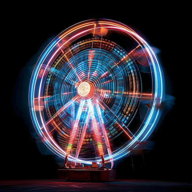 Foto una colorida rueda gigante está iluminada por la noche