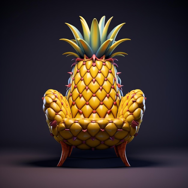 Foto una colorida silla de piña una encantadora ilustración en 3d con un diseño inspirado en el surrealismo