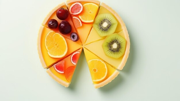 Colorida tarta de frutas frescas en un fondo claro