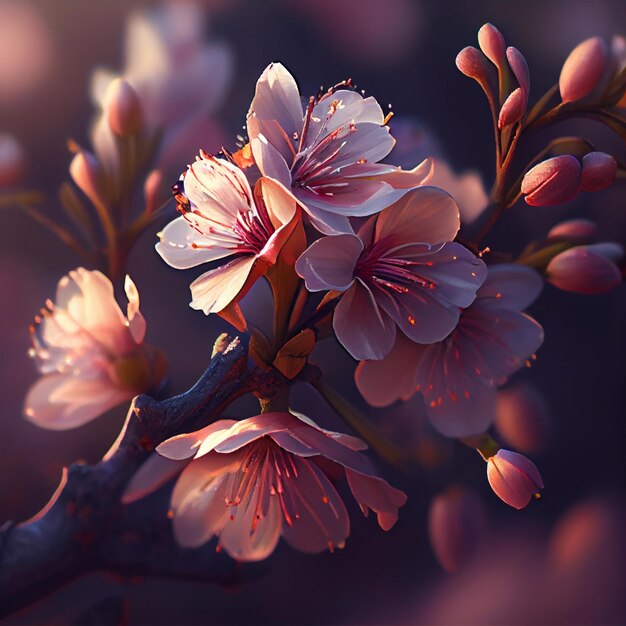 Colorida temporada de primavera flores de cerezo japonesas al pie del monte Fuji Lago Kawaguchiko imagen generada por IA