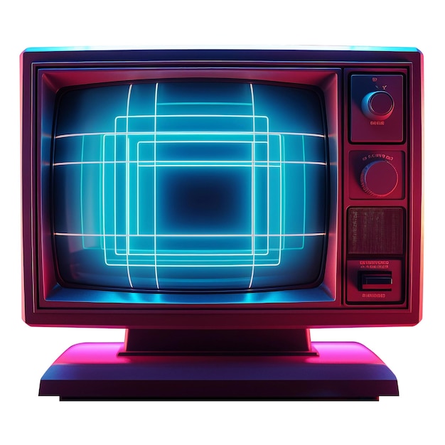 Colorida TV Retro Cyberpunk Estilo Isolado em fundo branco