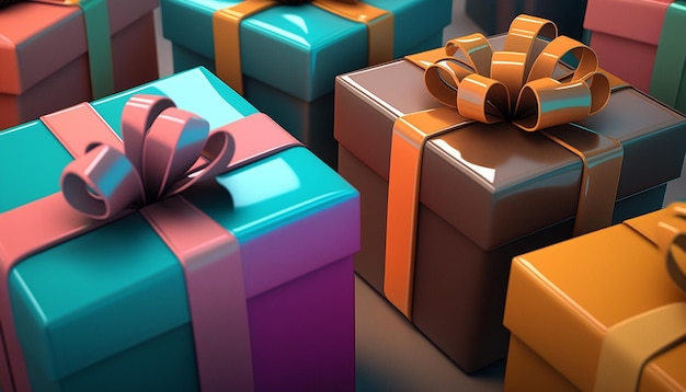 coloridas cajas de regalo ai generativo