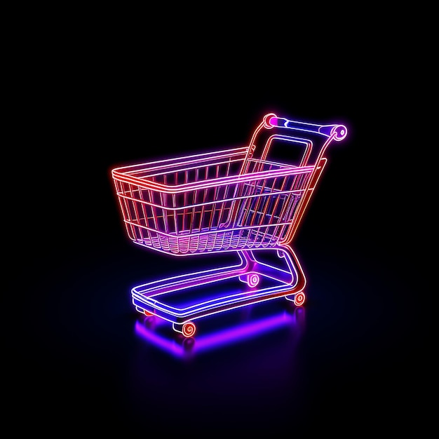 Las coloridas cestas de compras deleitan a los compradores Las líneas de neón de zigzag púrpura Sa Y2K Gradient Light Art