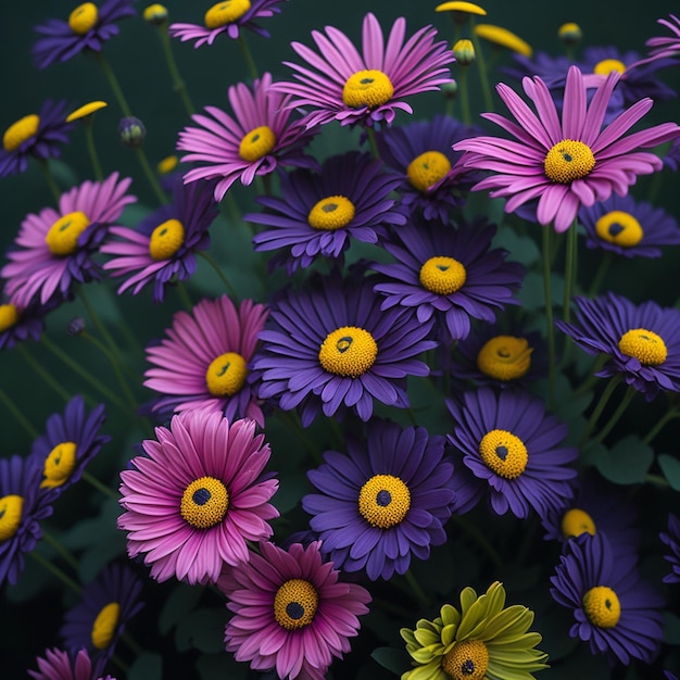 Las coloridas flores de margarita