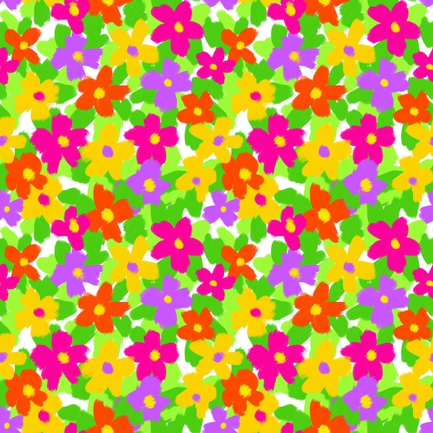 Foto coloridas flores de patrones sin fisuras bloque de color floral brillante repetición de impresión diseño de pradera de verano