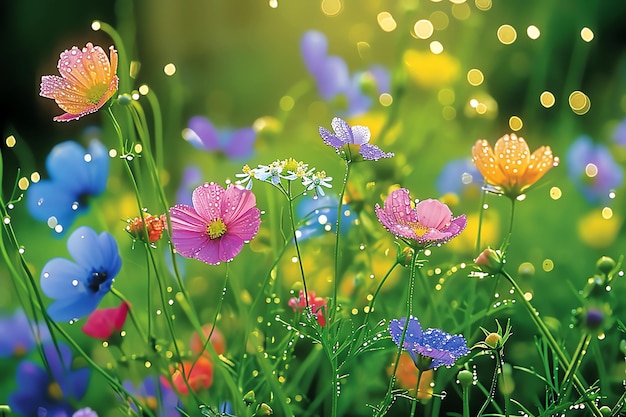coloridas flores de primavera generadas por IA