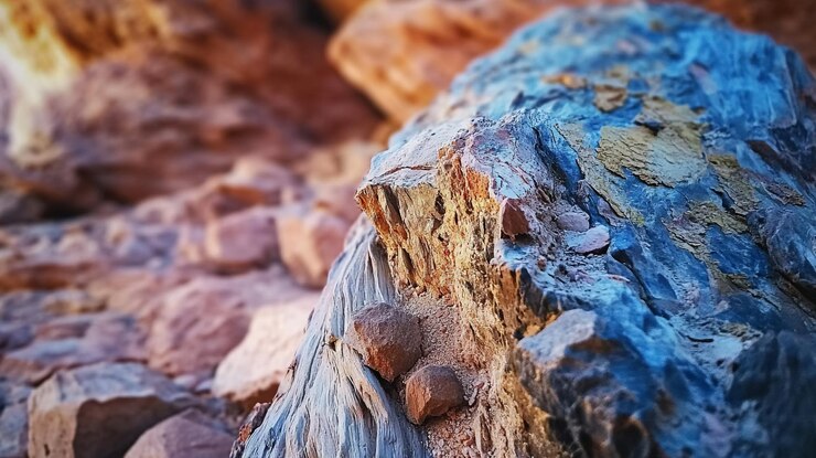 Las coloridas formaciones rocosas muestran texturas únicas en un paisaje desértico