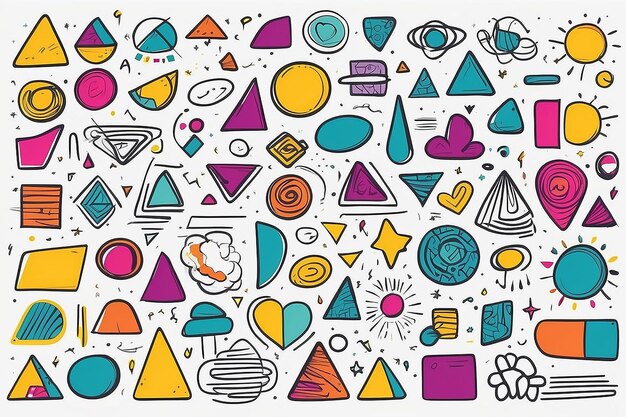 Coloridas formas de Doodle Fun Abstract Line Symbol Set