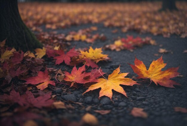 Las coloridas hojas de otoño en el fondo