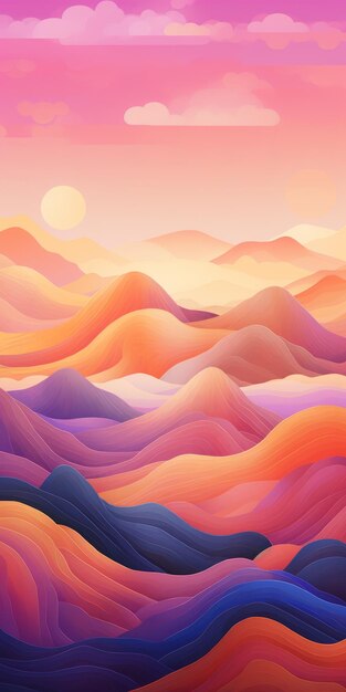 Coloridas ilustraciones de paisajes abstractos generados con formas suaves y redondeadas