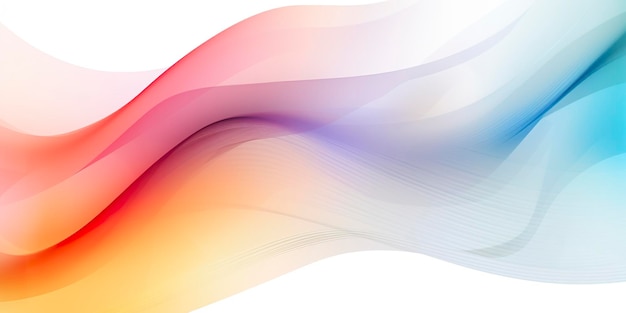 Coloridas líneas de ondas abstractas que fluyen horizontalmente sobre un fondo blanco ideal para la tecnología, la ciencia musical y el mundo digital AI Generative