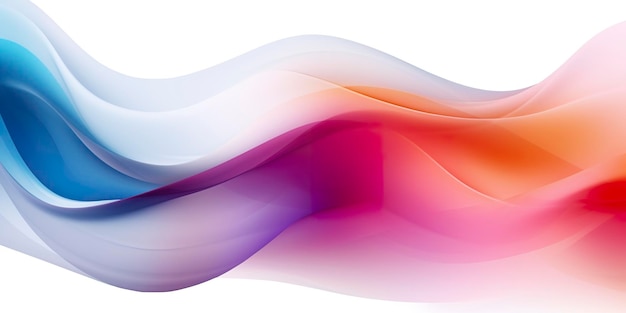 Coloridas líneas de ondas abstractas que fluyen horizontalmente sobre un fondo blanco ideal para la tecnología, la ciencia musical y el mundo digital AI Generative
