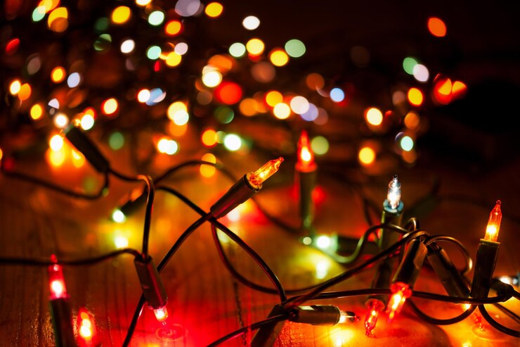 Foto las coloridas luces de navidad
