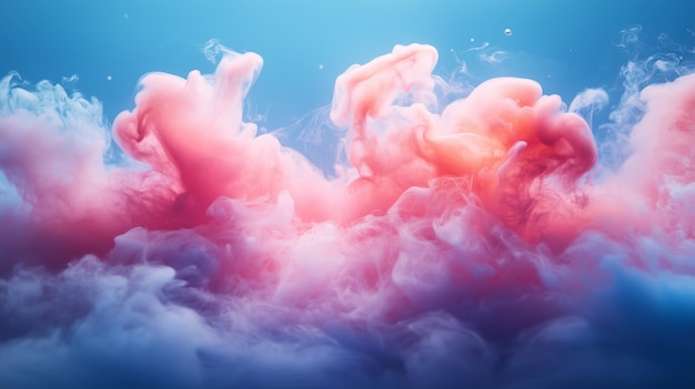 Las coloridas nubes de color rosa y azul giran en el cielo durante la puesta del sol