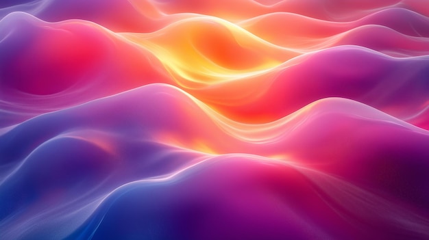 Coloridas ondas abstractas de luz que fluyen suavemente en un suave gradiente al anochecer