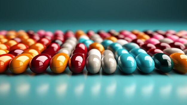 coloridas pastillas en un fondo de color vista superior medicina tratamiento enfermedad