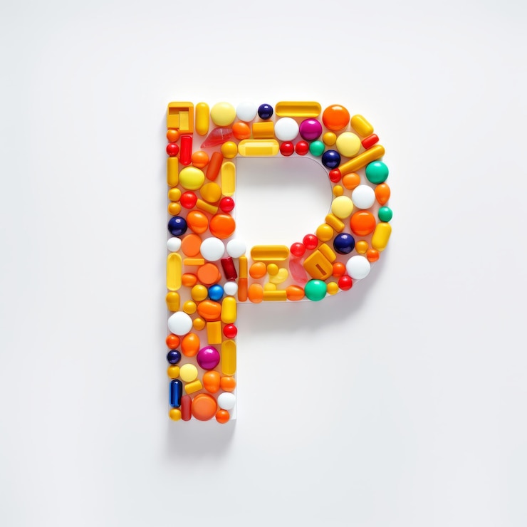 Foto coloridas pastillas en forma de alfabeto caprichosos y retratos fotográficamente detallados