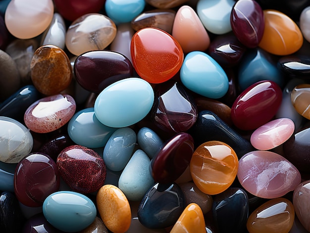 Coloridas piedras redondas y lisas con textura de patrón de piedra IA generativa