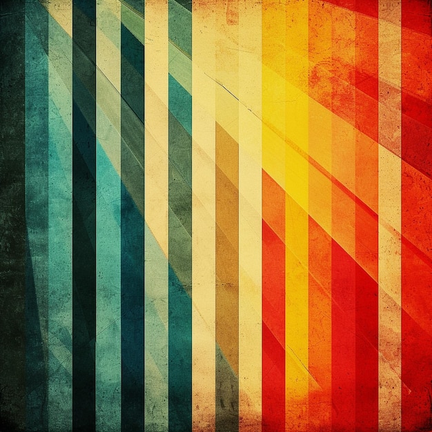 Coloridas rayas geométricas retro en un fondo grunge
