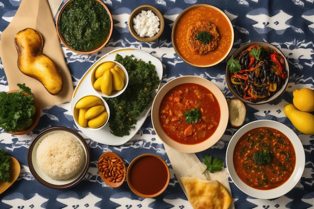 Coloridas recetas caseras brasileñas exhibidas desde arriba