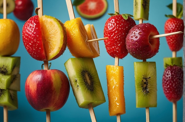 Foto las coloridas salchichas de frutas son una delicia del verano