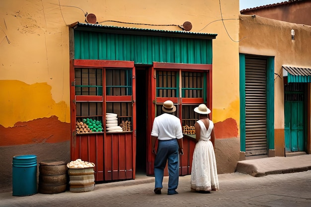 coloridas tiendas y fachadas en un pueblo latinoamericano