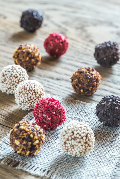 Coloridas trufas belgas