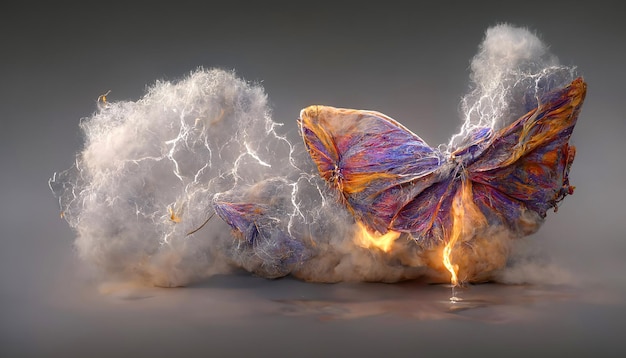 Colorido 3D Backgrande fusionado con humo en una atmósfera surrealista