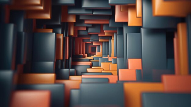 Foto colorido abstract 3d motion vibrant block line tunnel com centros azul laranja vermelho