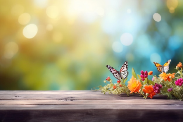 Un colorido arreglo floral con una mariposa encima