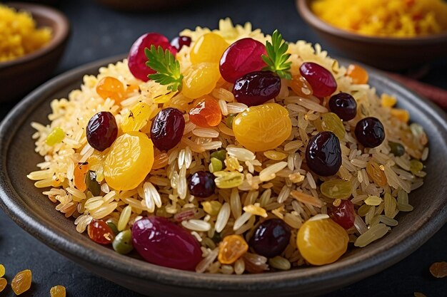 El colorido arroz Zarda con frutas confitadas