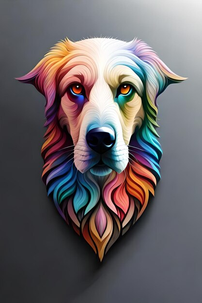 Colorido arte 3d psicodélico de perro