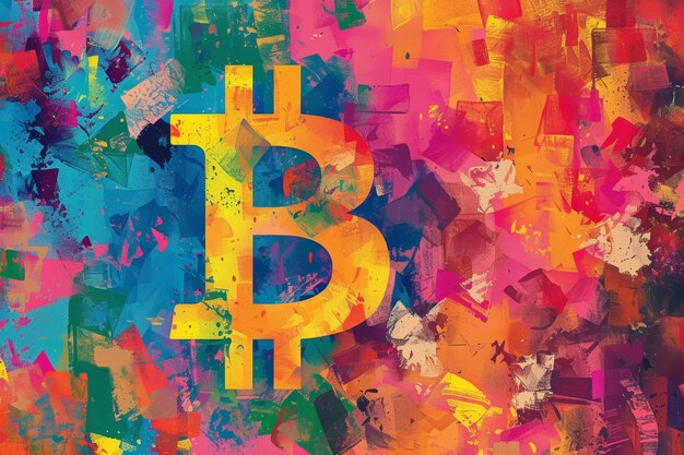 El colorido arte abstracto de Bitcoin se centra en patrones vibrantes