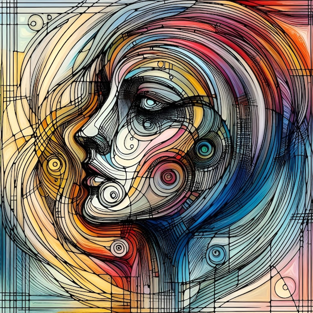 Foto un colorido arte abstracto de una mujer