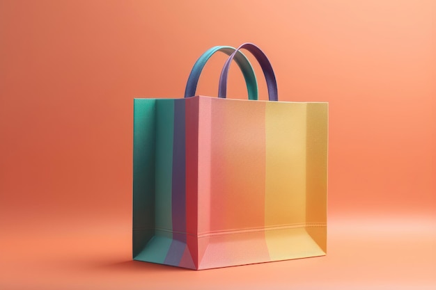 Colorido bolso de compras sobre fondo pastel generado por IA