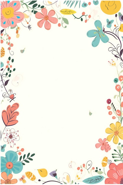 Foto un colorido borde floral con un fondo blanco.