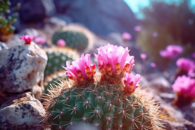 Foto el colorido cactus rosado