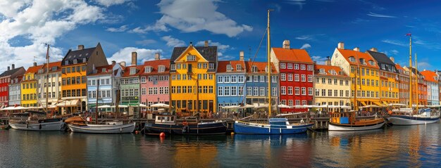 El colorido canal de Copenhague con barcos históricos