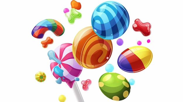 un colorido collage de globos con una pegatina que dice arco iris