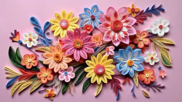 Un colorido collage de papel de flores.
