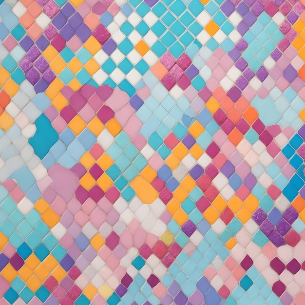 Colorido color pastel vivo y varios patrones de mosaico de formas geométricas generados por Ai